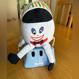 Vintage Ganz HUMPTY DUMPTY Stuffed Doll Red White Blue Striped Cap Bow tie